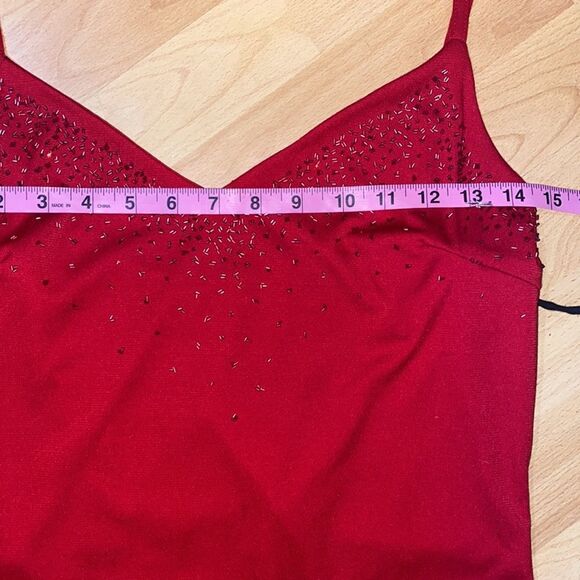 Fanny USA Long Beaded Cut Out Back Red Evening Dress Women size XL - Picture 12 of 16